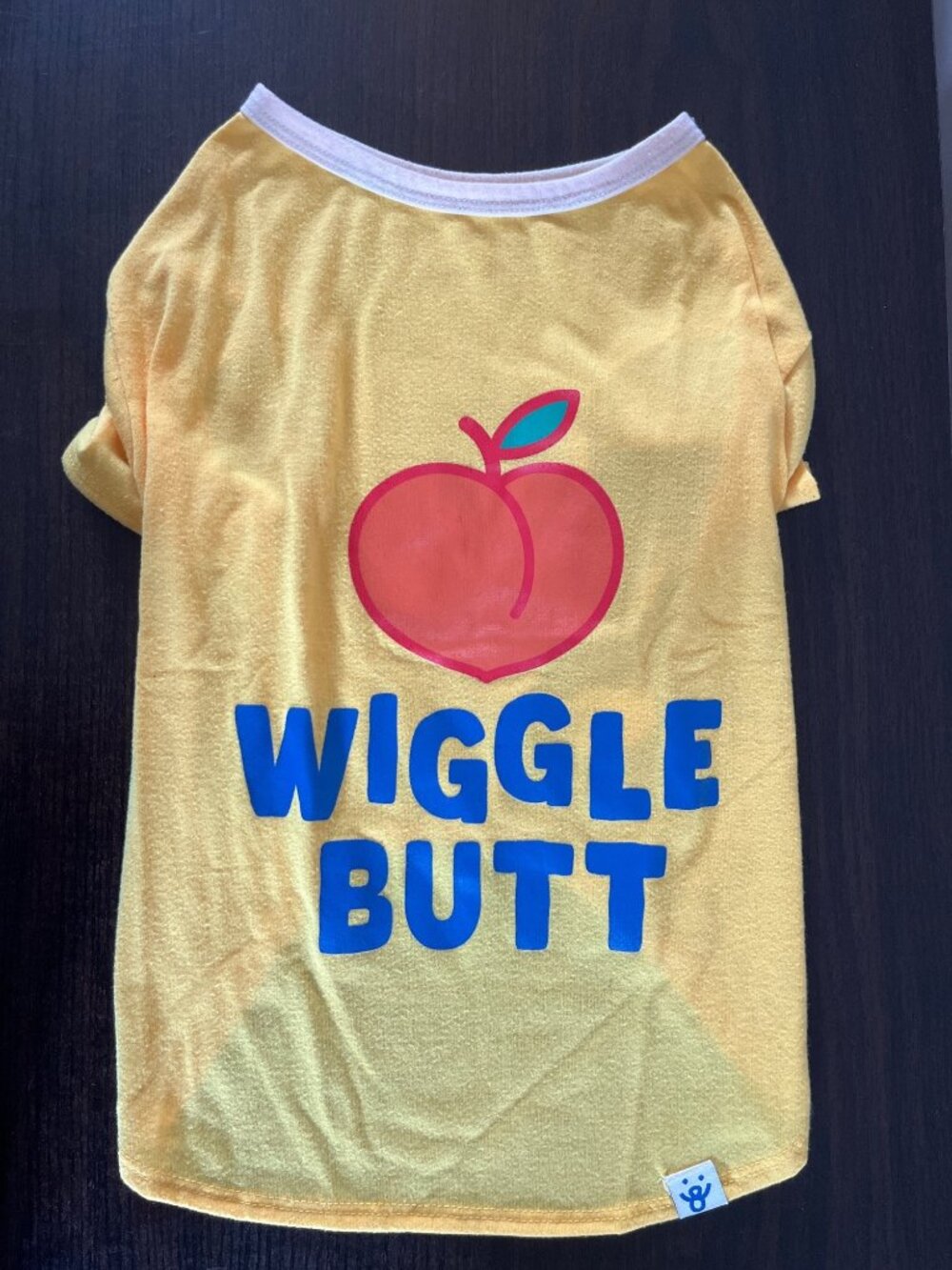Oddles Dog Large Yellow T-Shirt "Wiggle Butt" Graphic Print